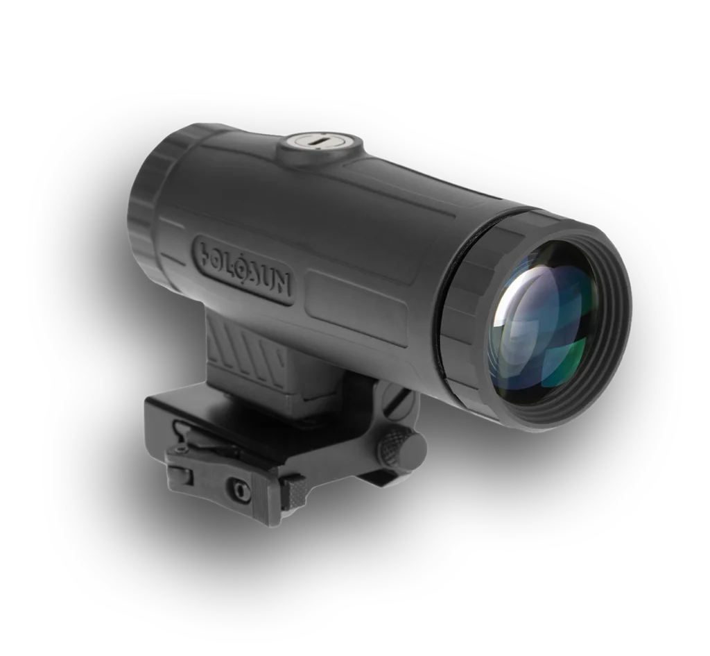 Magnifier, 3X Power, 28 Objective, QD Mount, 1/3 Riser, Switch To Side, Lens Cloth And Mounting Tool, Black, Aluminum Housing